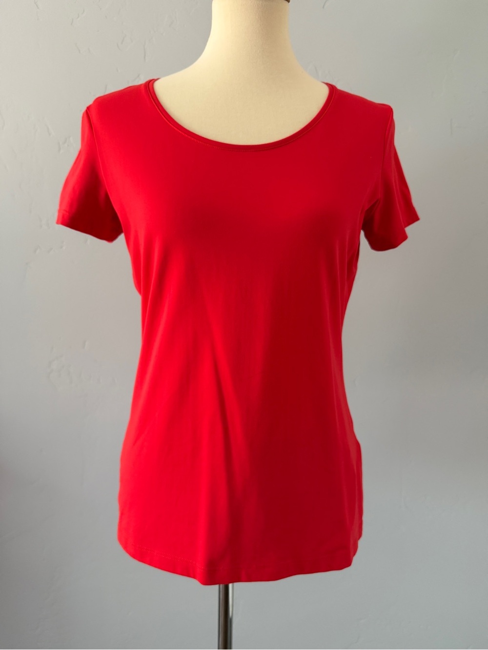 BOSS Hugo Boss Emmeline Tomato Red Orange-Red Scoop Neck Top Short Sleeve